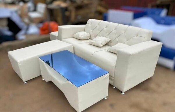 L- Shape Sofa with Glass Table