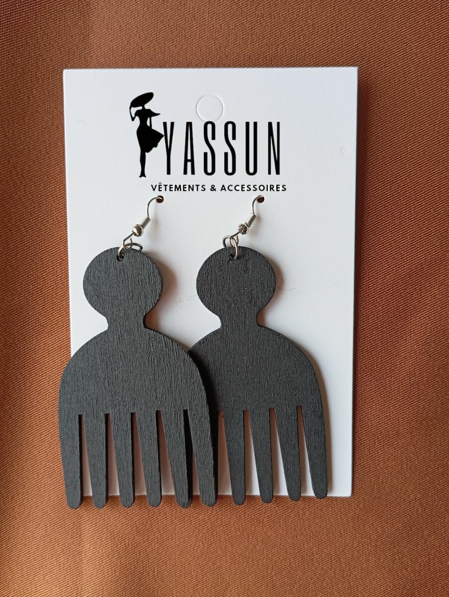 Boucles d'oreilles ethnique en bois