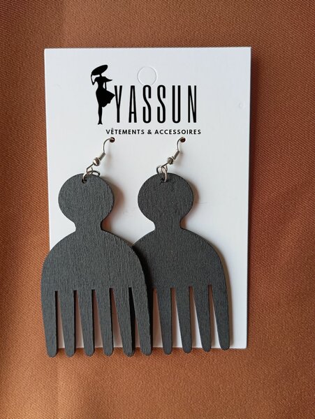 Boucles d'oreilles ethnique en bois