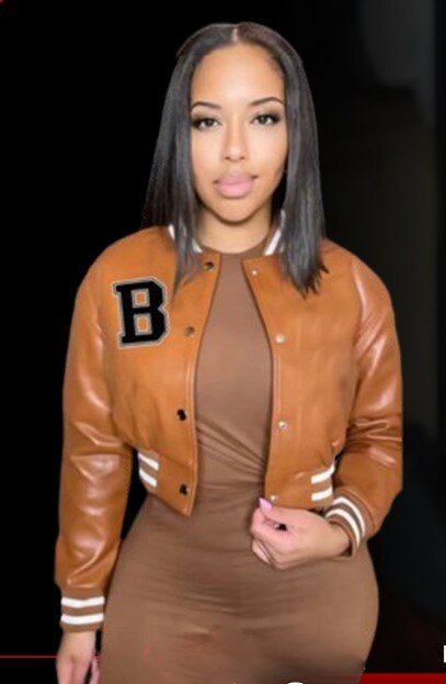 Stylish women's leather jacket brown