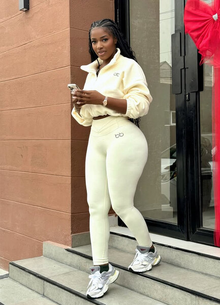 Women's Cream Tracksuit Set