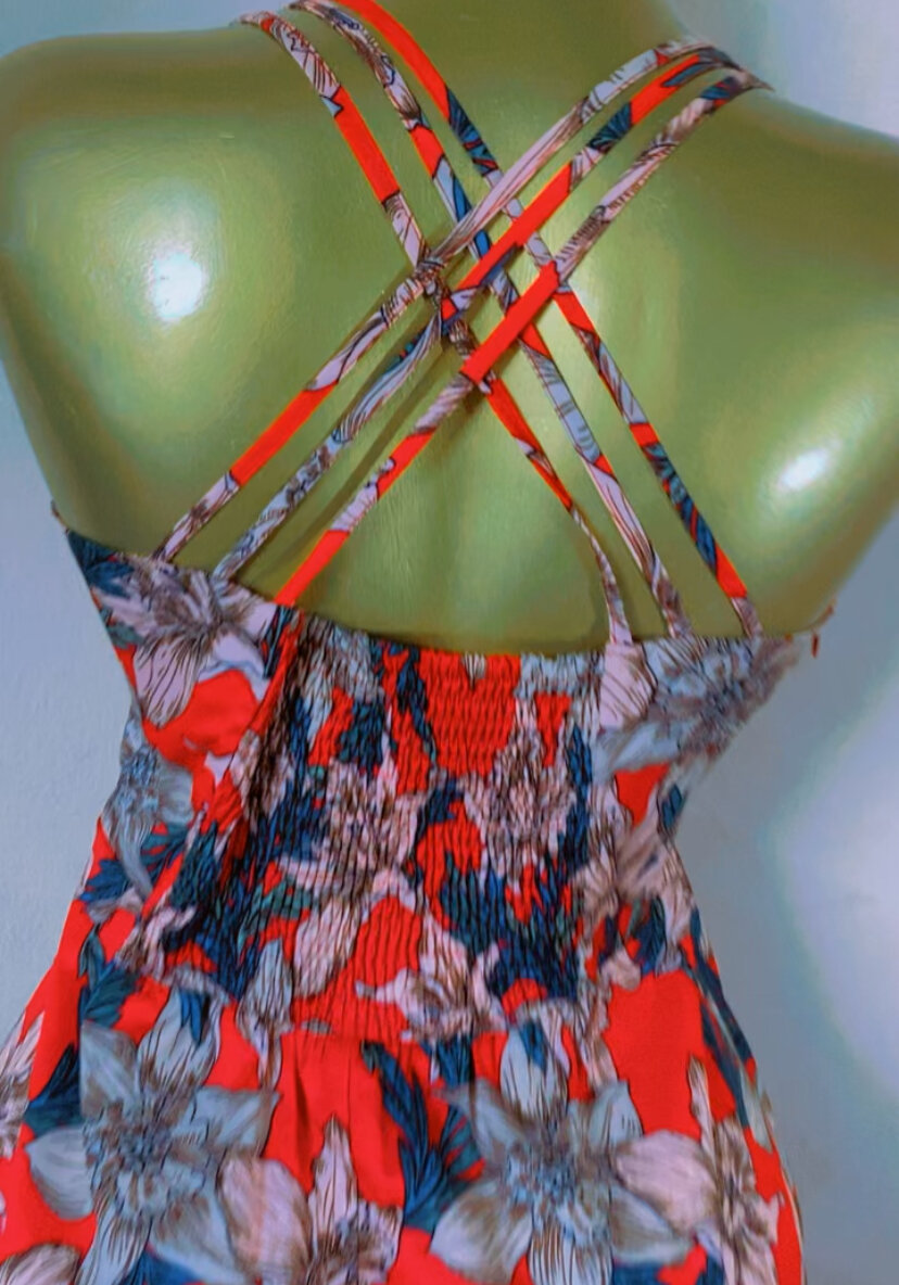 Robe fleurie dos croisé