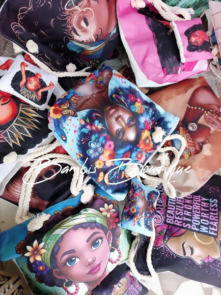 Sac cabas afro artistique