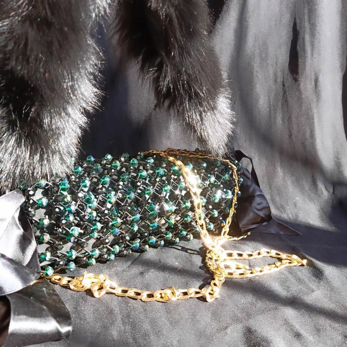 Black crystal bag