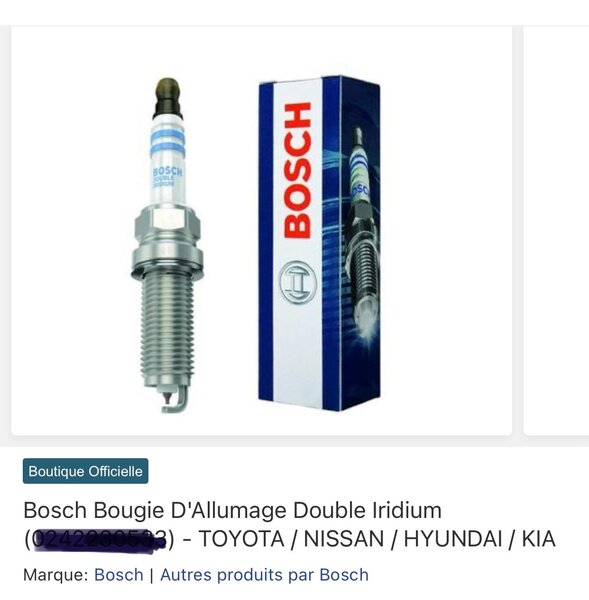 Bougie Allumage Iridium Bosch