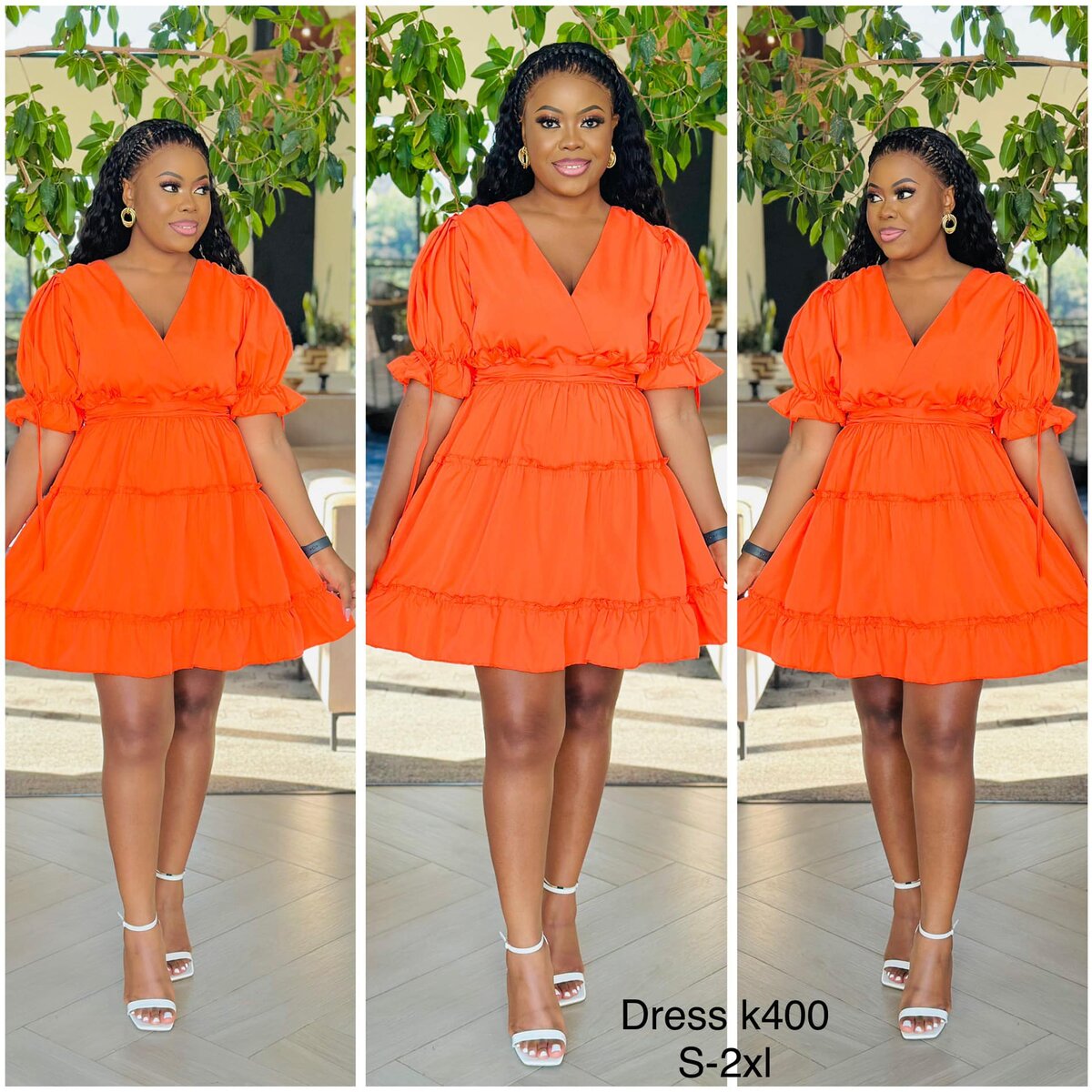 Orange dress, loose fit, size S-2XL