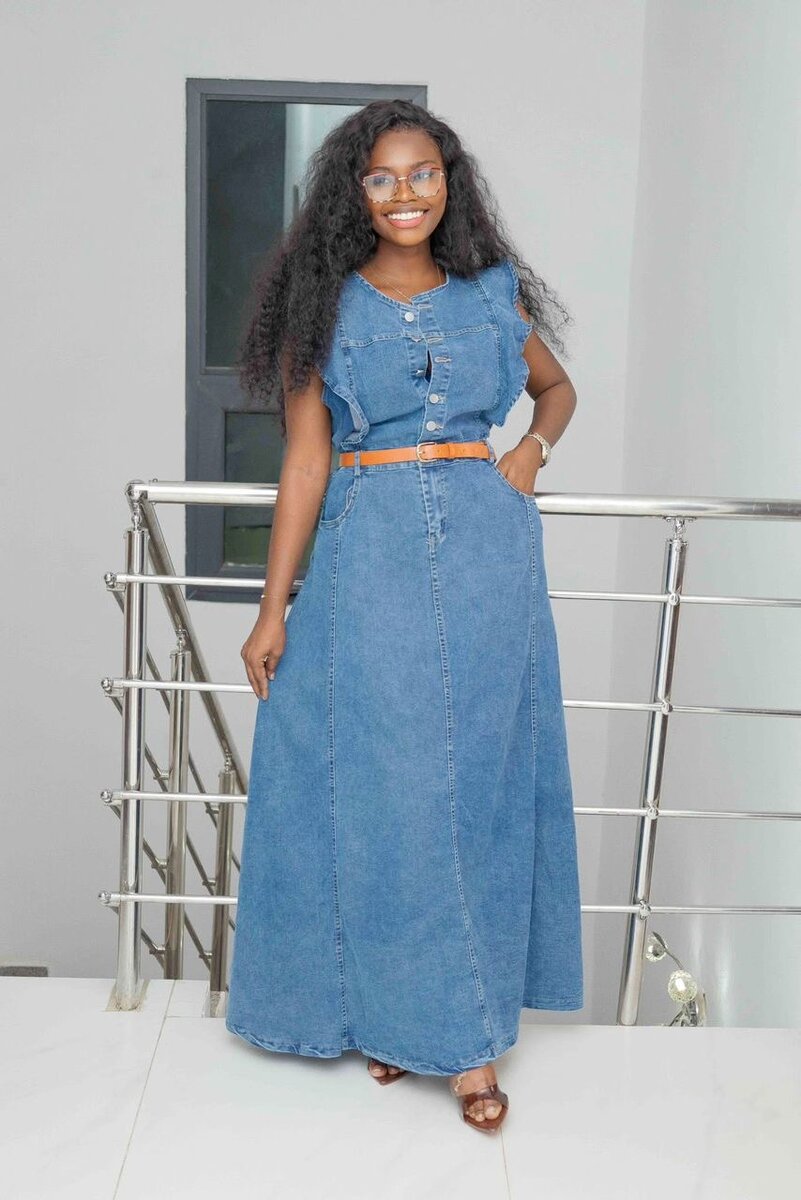 Robe longue en jean tendance