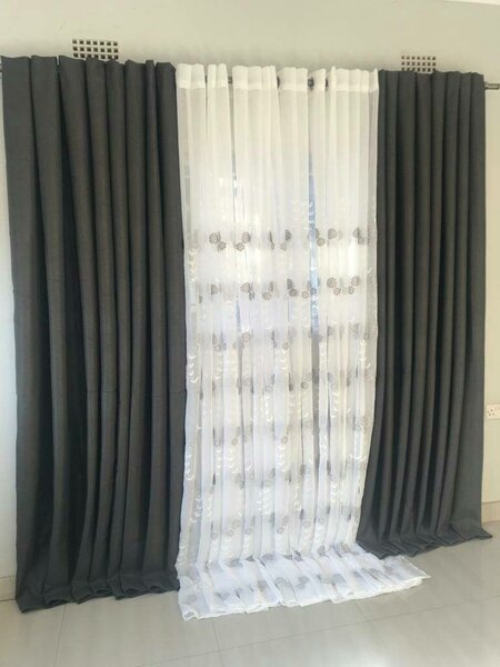 2 drops of curtains gray and white