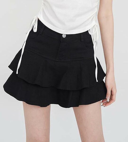 Mini-jupe noire plissée