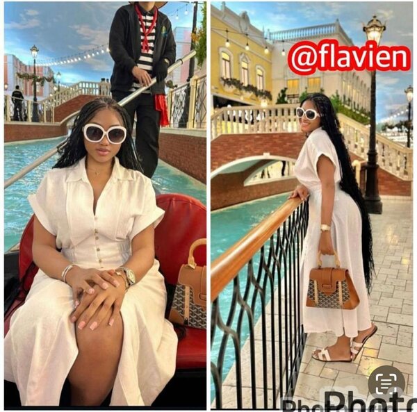 White and black long dress