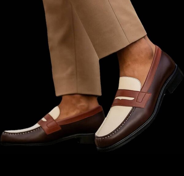 Loafers en cuir bicolore