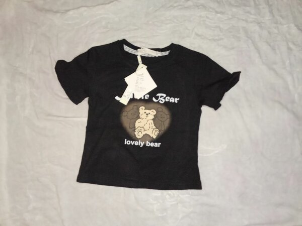 T-shirt noir ours mignon