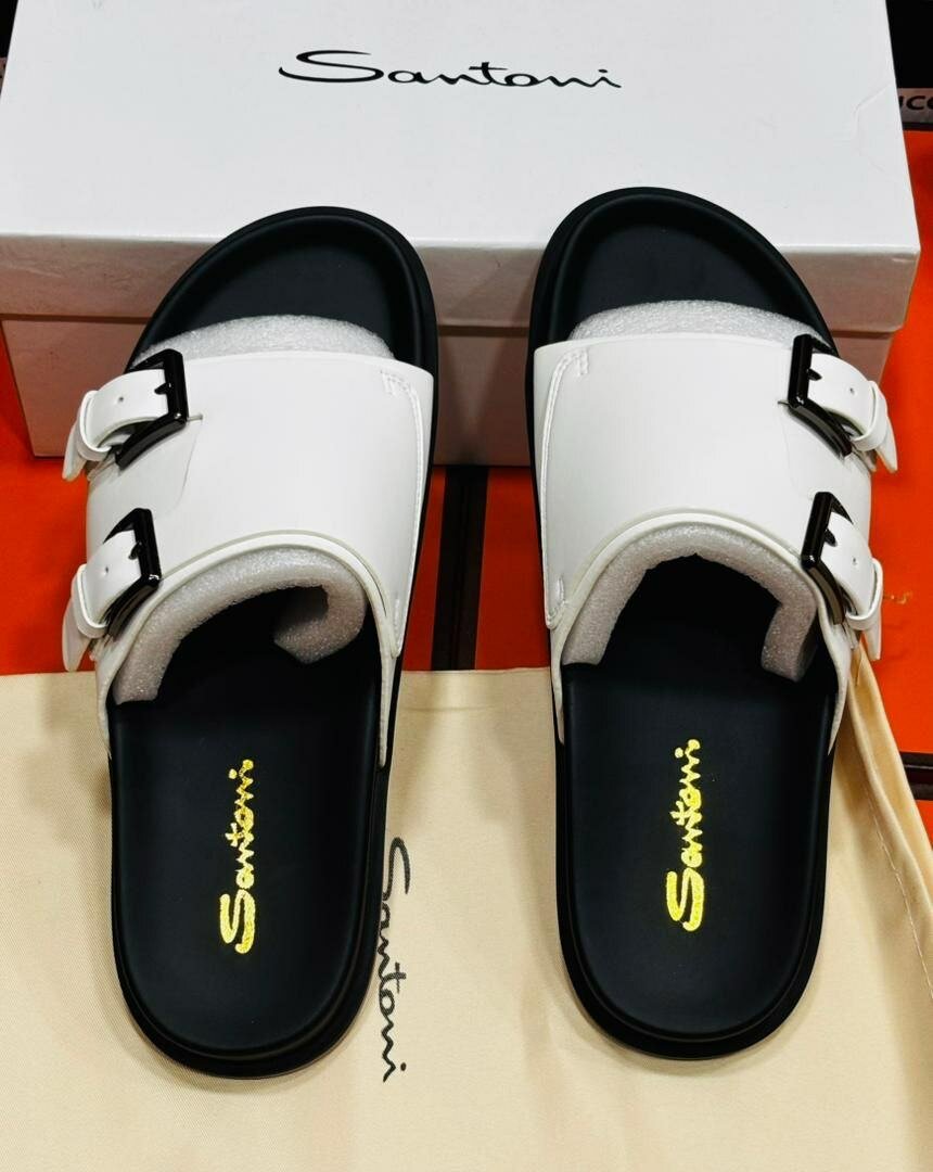 Sandales Santoni en cuir blanc