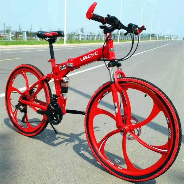 Vélo pliant rouge sportif