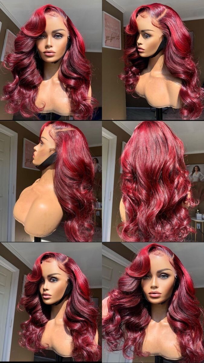 Burgundy color hair body wave