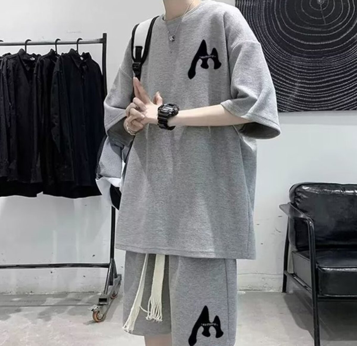 Sports Short Sleeve T-Shirt & Shorts Set - 2 Piece - Grey