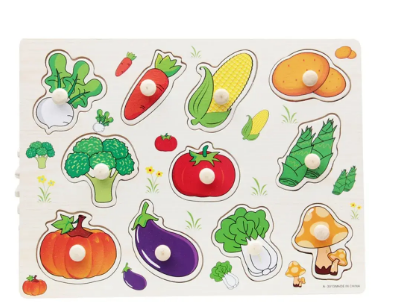 Wooden Vegetables Puzzle Knob Board / 1yr+