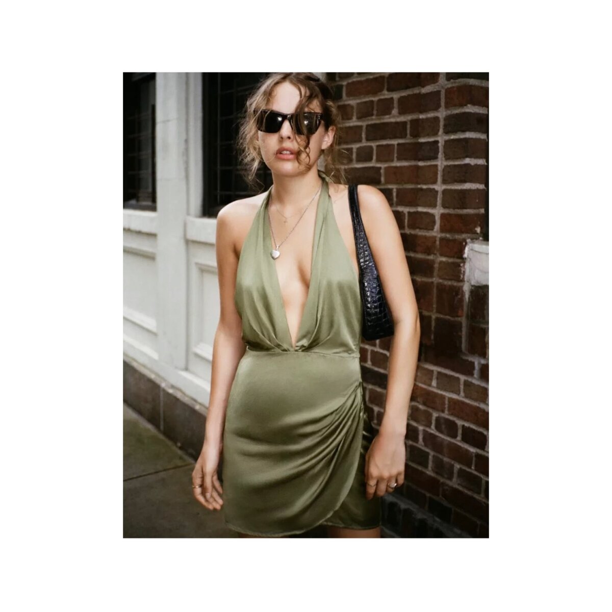 Zara satin halter neck wrap dress