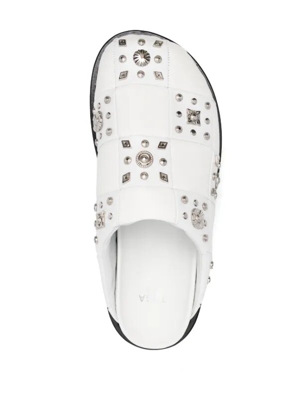 stud-embellished leather slippers
