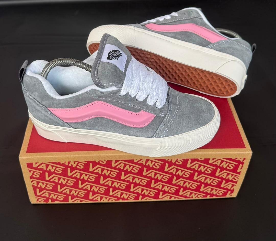 Vans Chaussures Gris Rose Plateforme