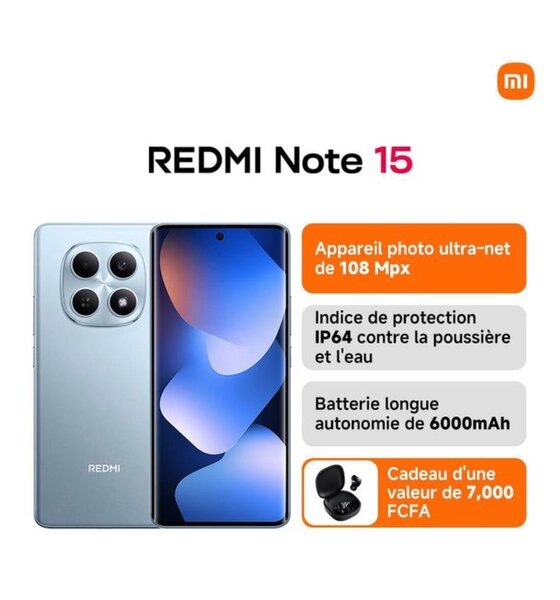 Xiaomi Redmi Note 15 : smartphone 6000mAh, IP64