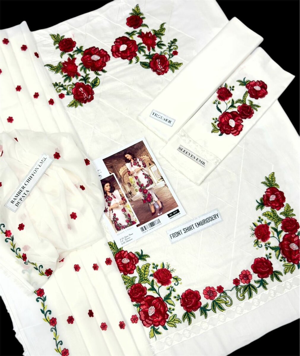 Lawn full heavy embroidery 3 pc unsatich dc free
