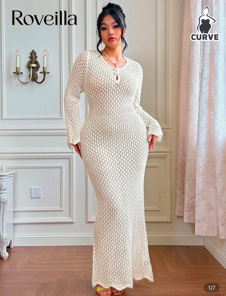Robe longue en crochet femme