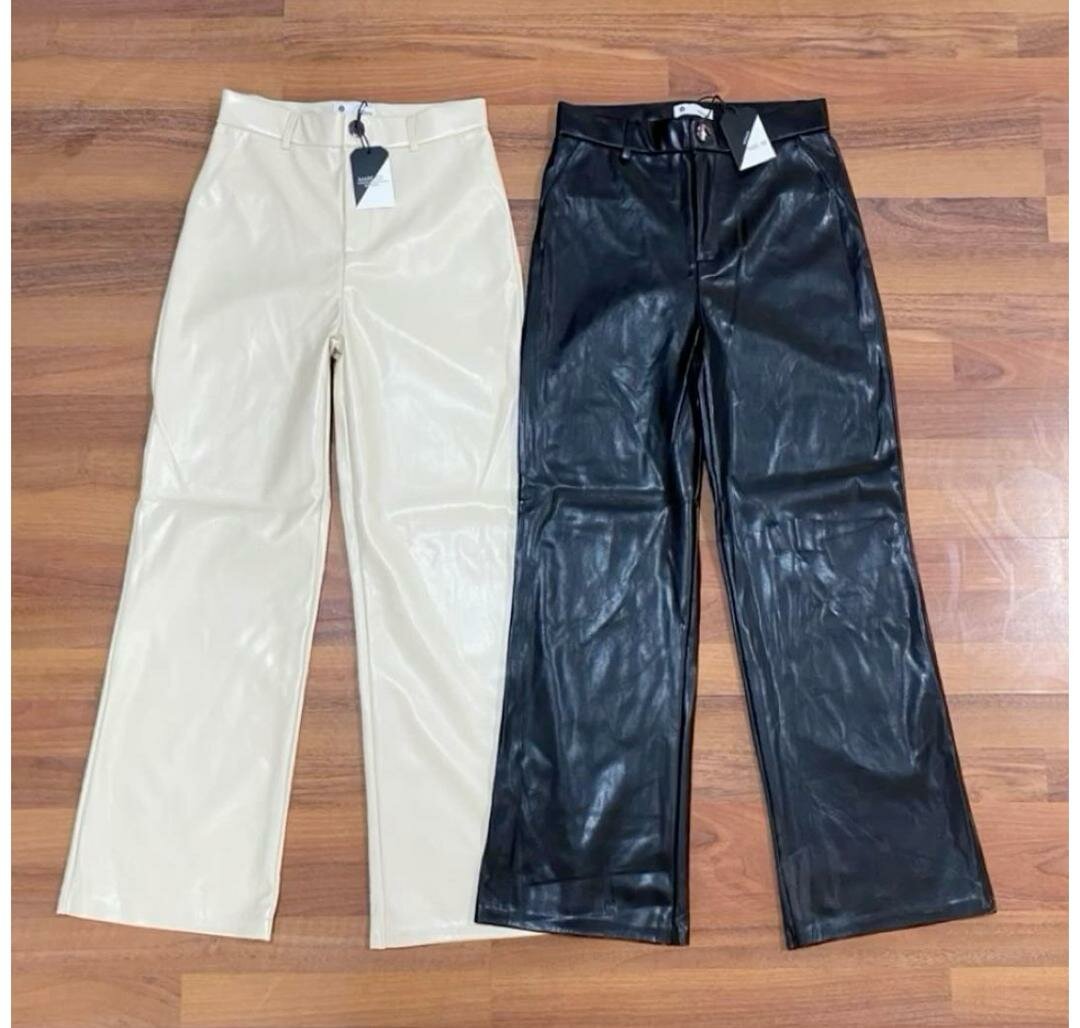 Pantalon évasé en cuir femme