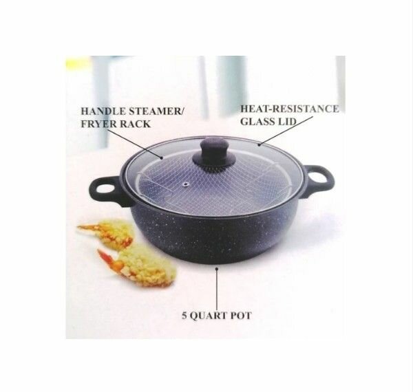 Casserole dé cuisine+ couvercle en verre -friteuse