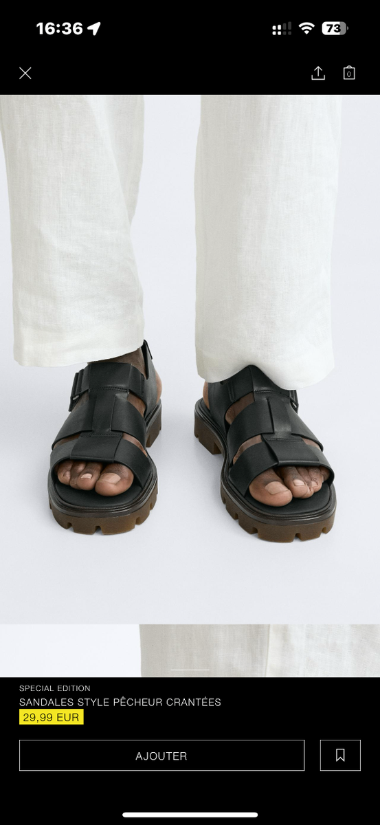 Sandales noires homme ZARA