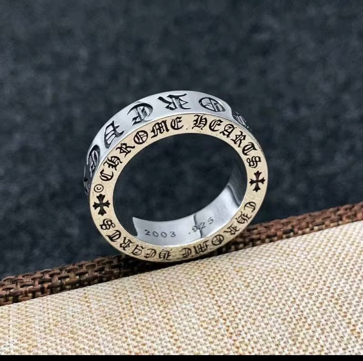 Bague Argent Gravée Chrome