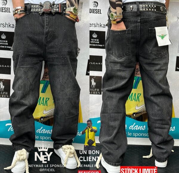 Jeans noirs décontractés pour hommes