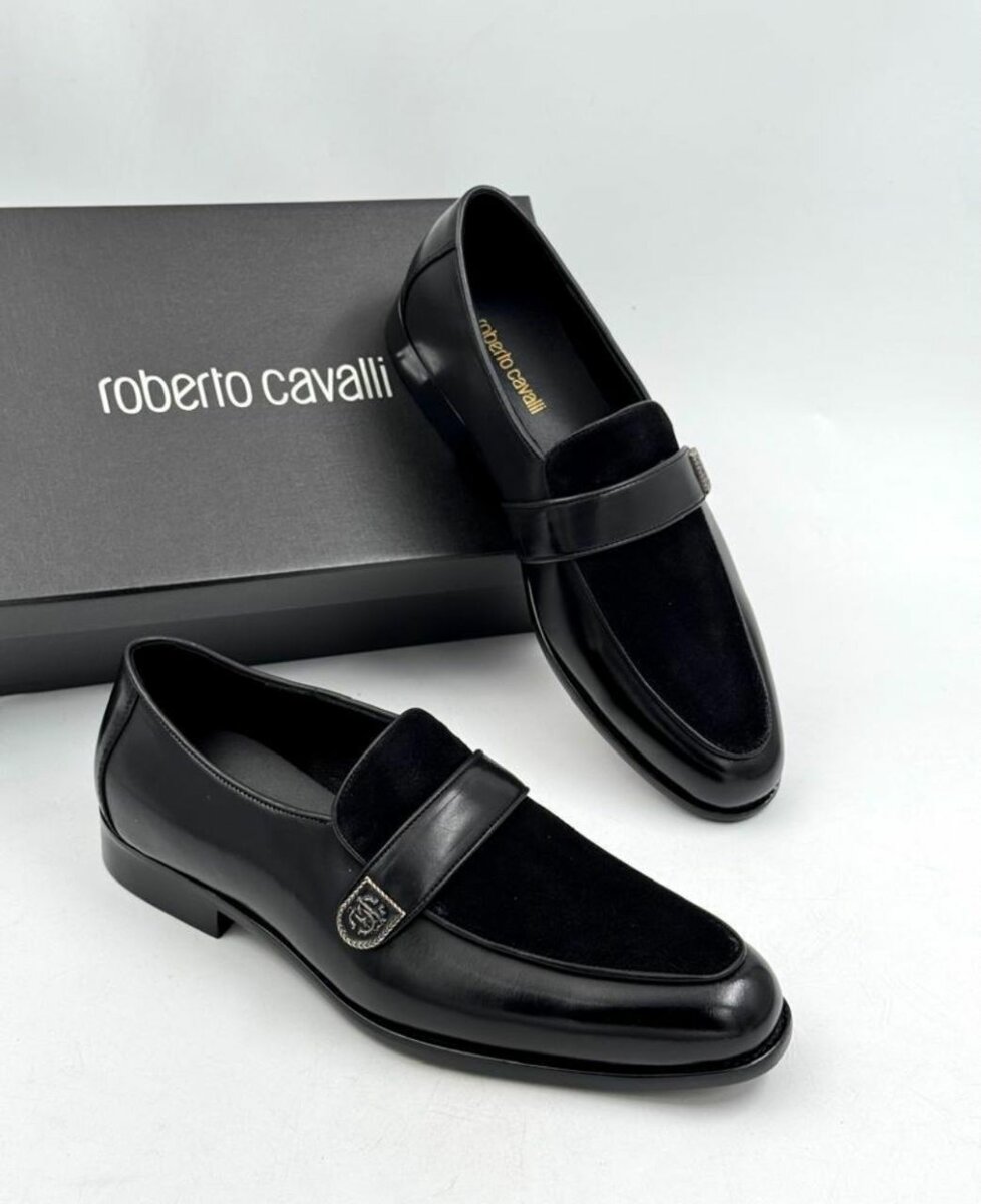 Roberto Cavalli Solid Leather Executive Shoes