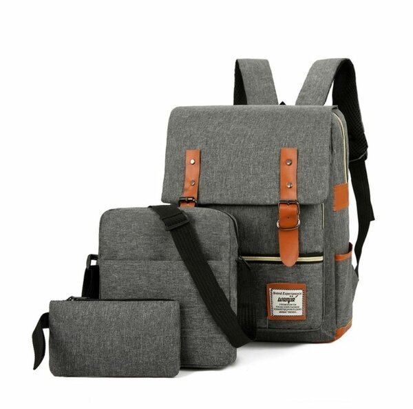 3 PCS TRAVEL BUSINESS BAG SET LAPTOP TRAVEL FLAP BACKPACK WI
