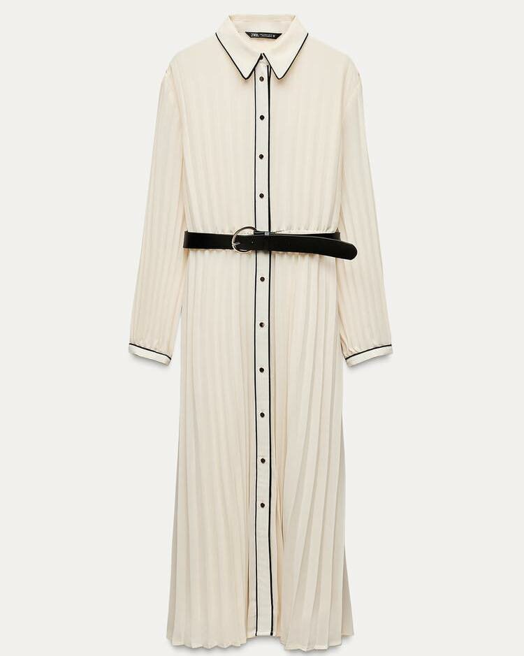 Zara Pleated Dress with Belt 