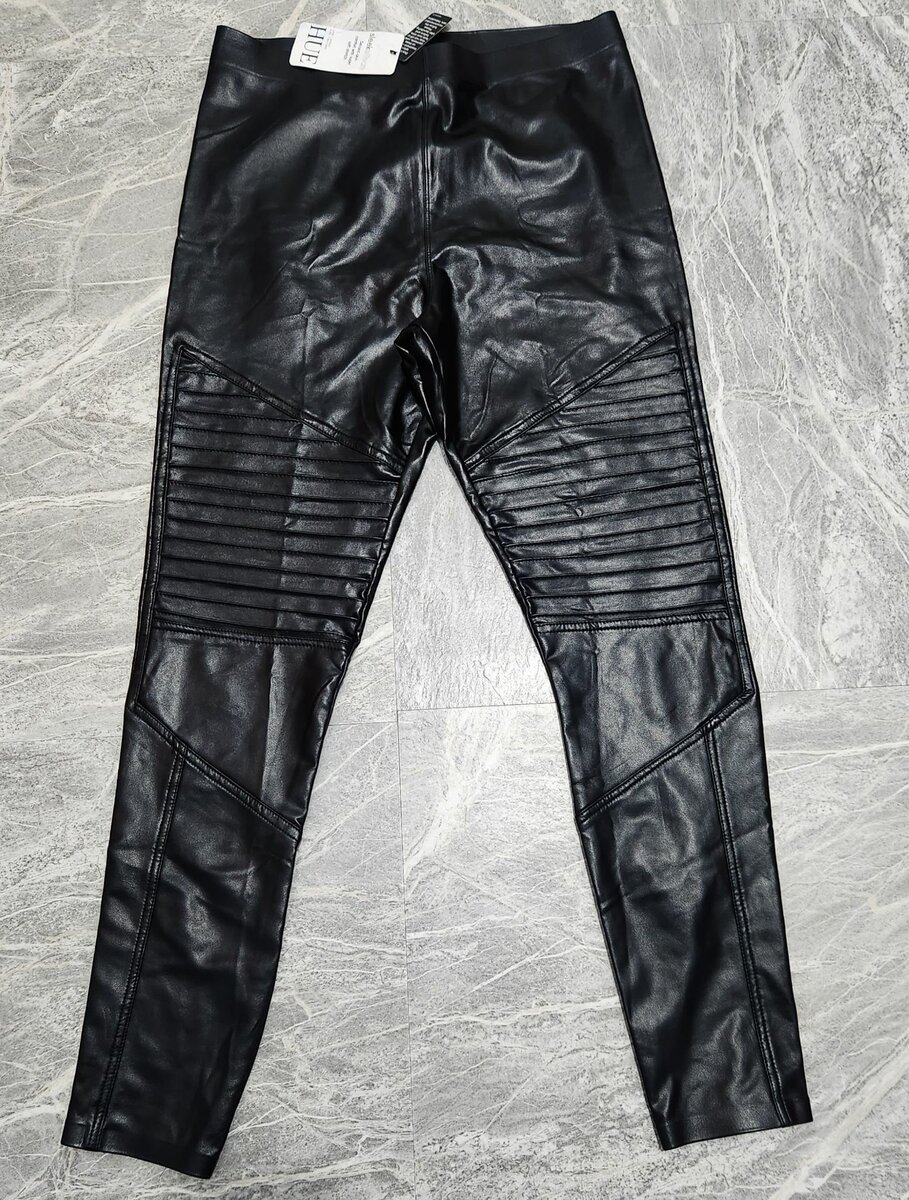 HUE Moto Leatherette Hig rise Leggings