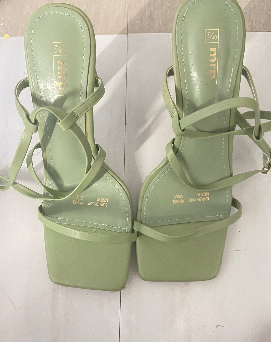 Green strappy heels