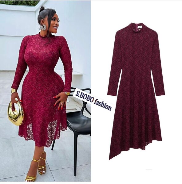 Robe Mi-longue Dentelle Femme