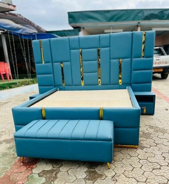 Lit capitonné élégant bleu