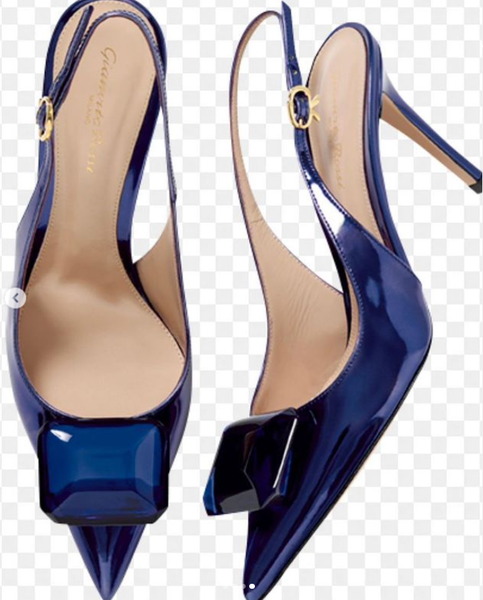 blue shoes with stone