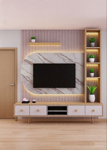 Meuble TV mural moderne LED