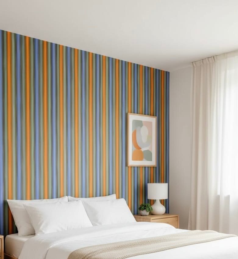 Papier peint rayé coloré