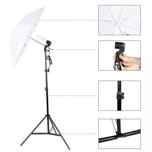Pack of 3 White Umbrella Studio Light Set