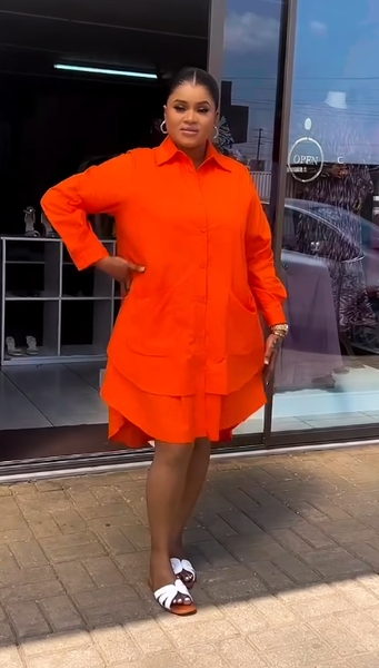 Women's dress is orange
