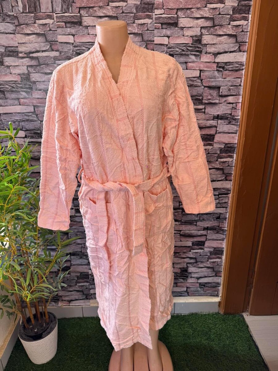 Peignoir doux en coton rose