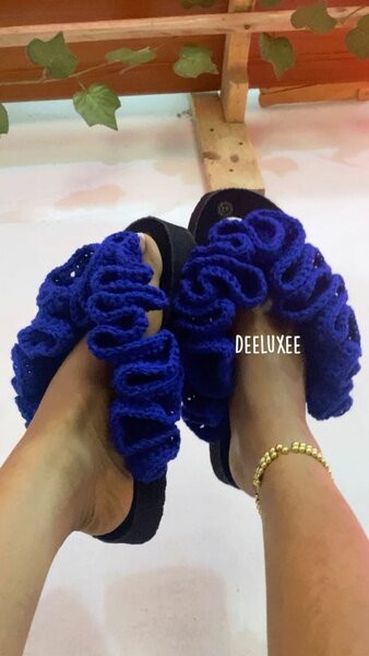 Sandales Tricotées Bleu Femme