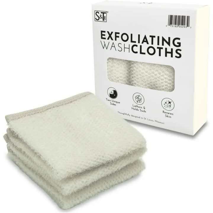 Dual-Sided Exfoliating Washcloths, 9.9 inch x 9.9 inch,