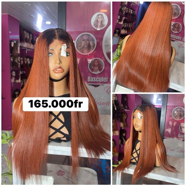 Longue perruque lisse cuivrée