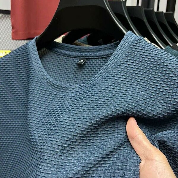 Pull texturé bleu pour homme