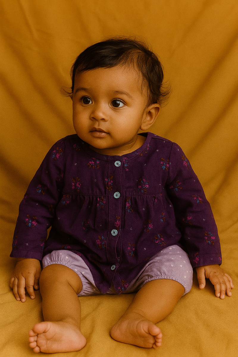 Robe bébé violette fleurie
